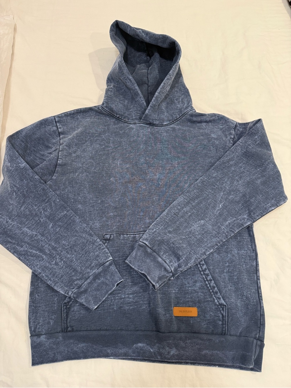 TALENTLESS heavyweight Vintage Wash Blue Hoodie Sweatshirt